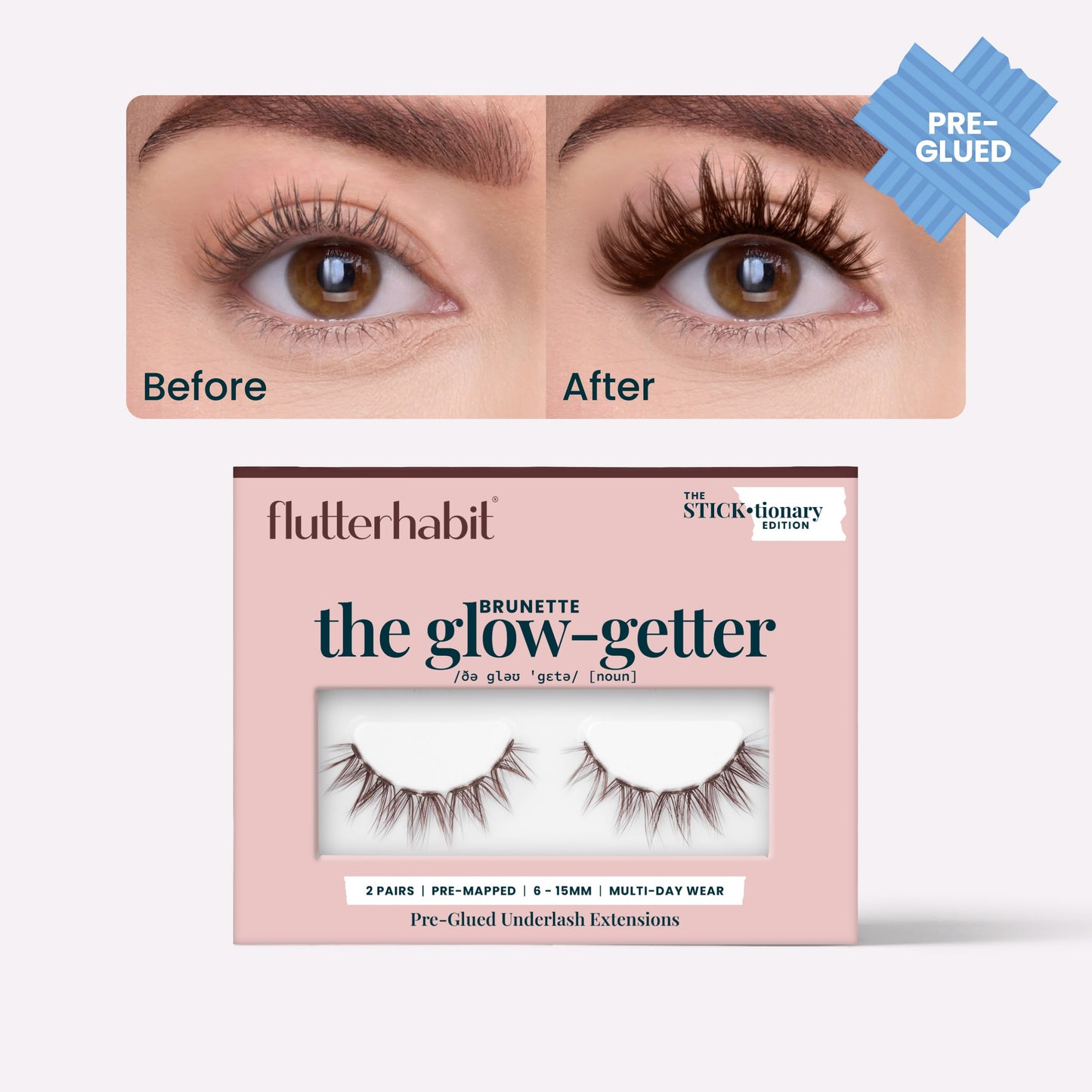 The Glow-Getter Brunette Pre-Glued (2 Pair) with ProTECHt™