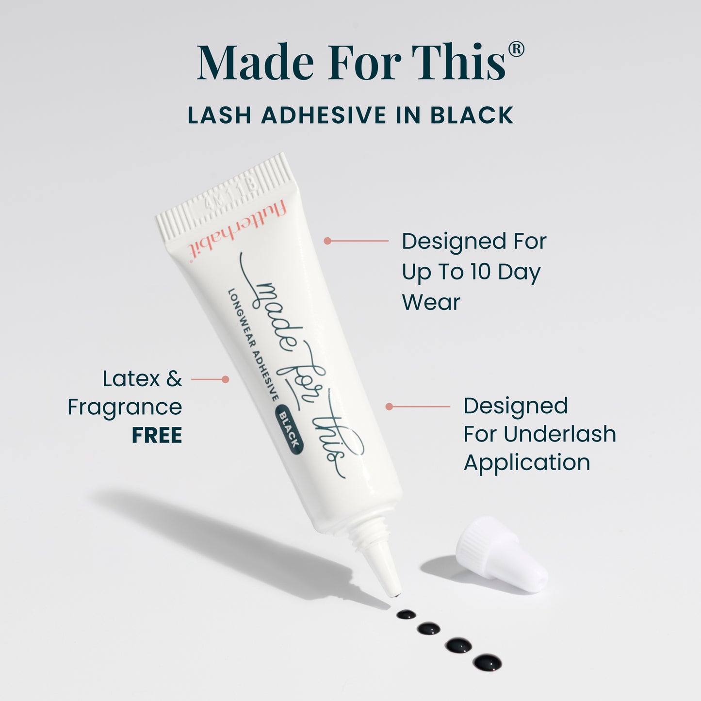 Made for This Adhesive by FlutterHabit — long-wear lash adhesive for underlash cluster application, latex and fragrance free, up to 10 day wear